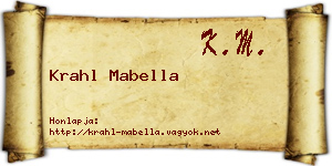 Krahl Mabella névjegykártya